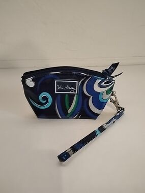 Vera Bradley Navy & Teal Swirl Wristlet Cosmetic Pouch